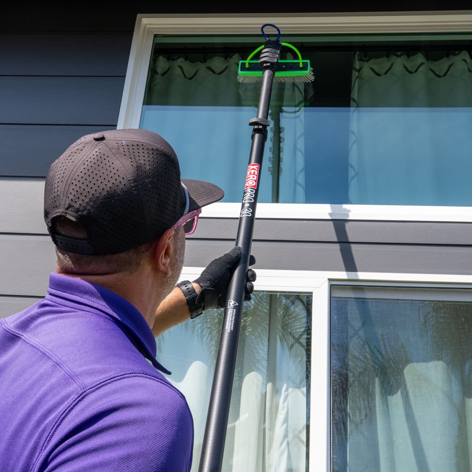 Window cleaning on a large residential pane