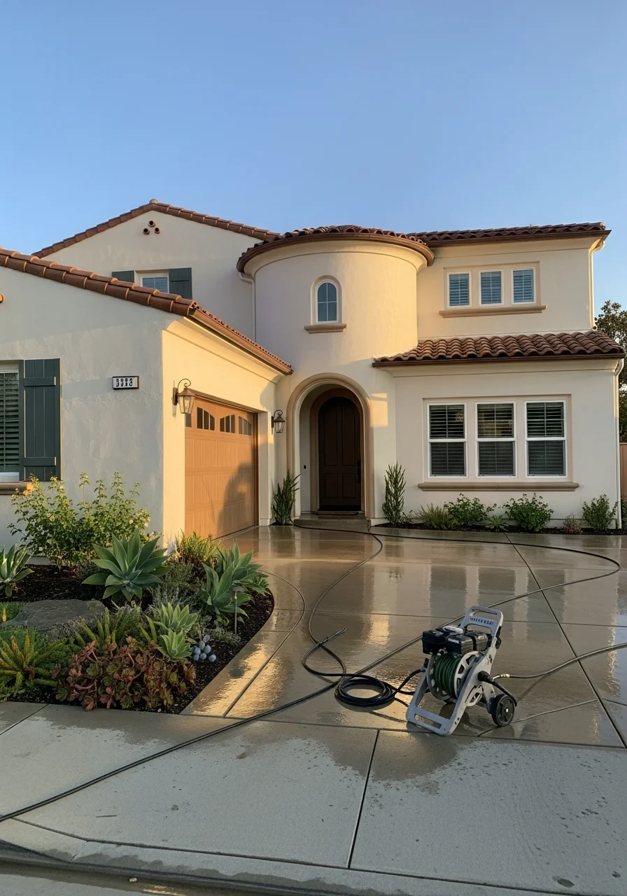 Customer and contractor reviewing completed work at a Carlsbad residence.