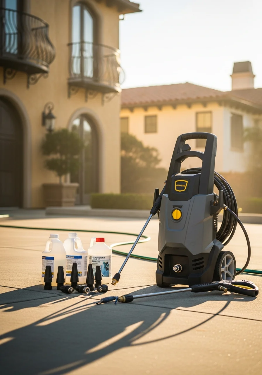 Skilled craftsperson working on a Del Mar property with ocean views visible.